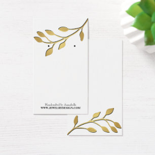 Gouden folie blad oorbel sieraden display op maat visitekaartje