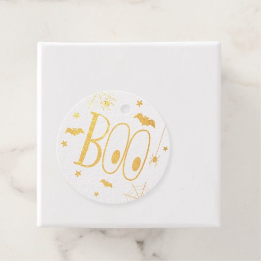 Gouden folie Boo Halloween Bedankjes Labels (Met doos)