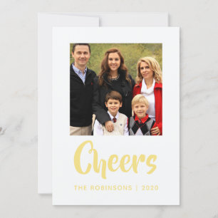 Gouden folie Chevron Kerstmis Groeten familie foto Feestdagenkaart