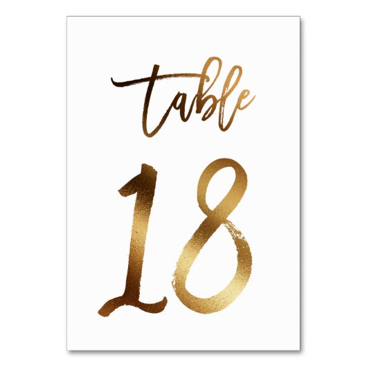 Gouden folie chique trouwtafel nummer | Tabel 18 Kaart (Voorkant)