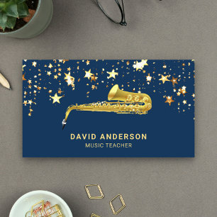 Gouden Folie Confetti Elegante Saxofoon Saxofonist Visitekaartje