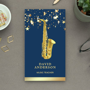Gouden Folie Confetti Elegante Saxofoon Saxofonist Visitekaartje