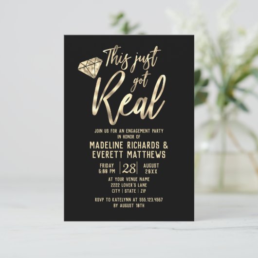 Gouden folie Dit heeft net een echt verlovingsfees Kaart (Staand voorkant)