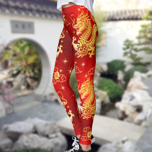 Gouden Folie Dragon Chinese Maan Nieuwjaar Modern  Leggings