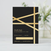 Gouden Folie Effect Geometrische Stijl Trouwen RSVP Kaartje (Staand voorkant)