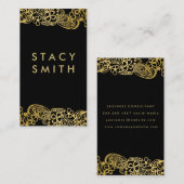 Gouden Folie Elegante Bloemmotief Visitekaartje (Voorkant / Achterkant)