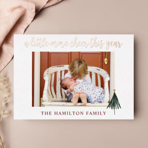 Gouden Folie Elegante Nieuwe Baby Foto Kerstkaart Uitnodiging