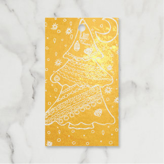 Gouden Folie Fantasievolle Kerstboom Cadeaublaadje Cadeaulabels