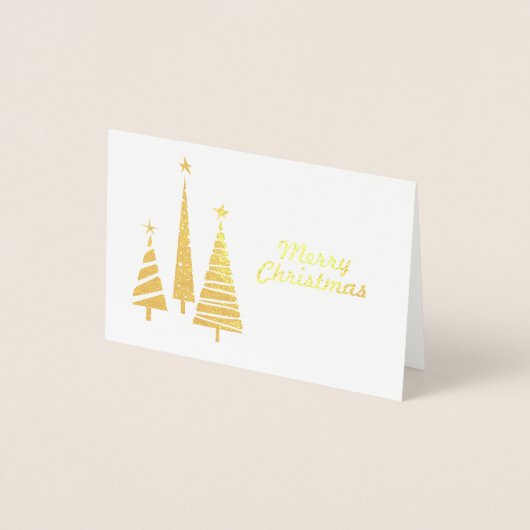 Gouden Folie Feestelijke Kerstbomen Folie Kaarten (Voorkant)