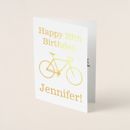 Gouden Folie Fietssilhouet + Gelukkige Verjaardag Folie Kaarten (Voorkant)