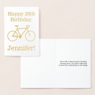 Gouden Folie Fietssilhouet + Gelukkige Verjaardag Kaarten