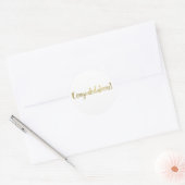 Gouden folie Gefeliciteerd Modern Script Dank u Ronde Sticker (Envelop)