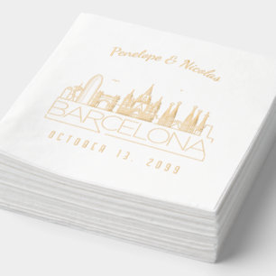 Gouden folie gepersonaliseerde Barcelona bruiloft Servetten