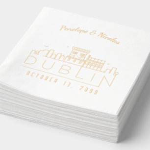 Gouden folie gepersonaliseerde Dublin bruiloft ser Servetten