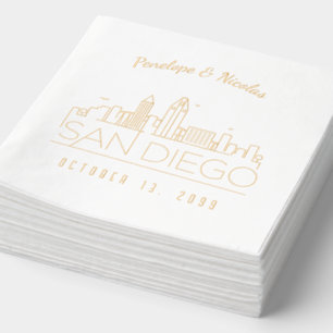 Gouden folie gepersonaliseerde San Diego bruiloft Servetten