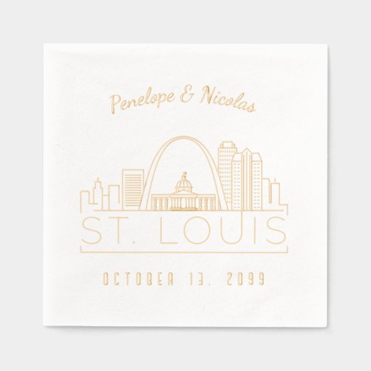 Gouden folie gepersonaliseerde St. Louis bruiloft  Folie Servetten (Voorkant)