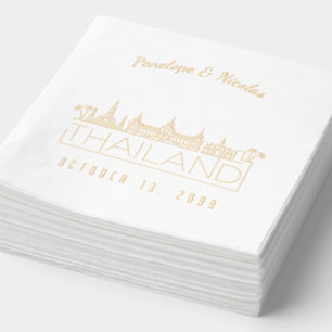 Gouden folie gepersonaliseerde Thailand bruiloft s Servetten