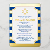 Gouden Folie Gestreepte Bar Mitswa Uitnodiging met (Voorkant)