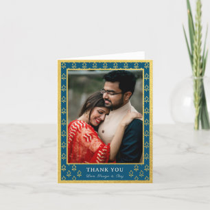 Gouden folie Glitter Bloem Bruiloft Foto Gevouwen Bedankkaart