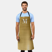 Gouden Folie Handtekening Moderne Monogram Schort (Gedragen)