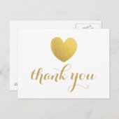 Gouden Folie Hart Dank u Post Kaart (Voorkant / Achterkant)