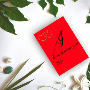 Gouden folie hart naam wensen Platte Kerstkaart