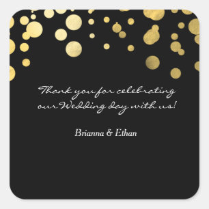 Gouden Folie Huwelijk Zwarte Favor Sticker Labels