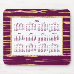 Gouden Folie Jaarlijkse Kalender 2017 Magenta Muis Muismat