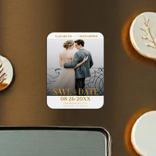 Gouden folie kalligrafie Bewaar de datum Foto Magneet