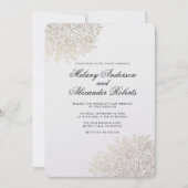 Gouden Folie Kant Elegante Huwelijksuitnodiging Kaart (Voorkant)