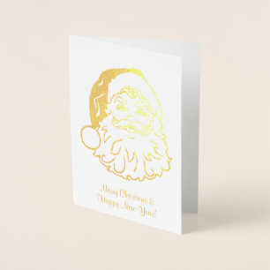 Gouden folie kerstkaart met kerstman hoofd kaarten