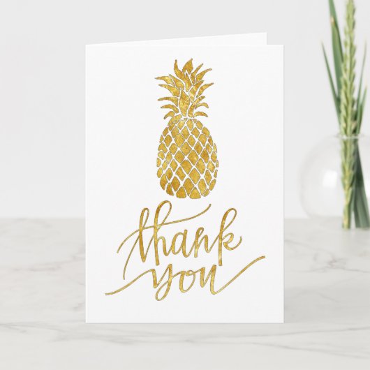 Gouden folie Kijk Dank u script Ananas Bedankkaart (Voorkant)
