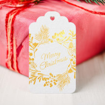 Gouden Folie Krans Kerstcadeautag