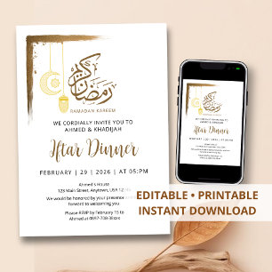 Gouden Folie Kwast Ramadan Iftar Diner Uitnodiging