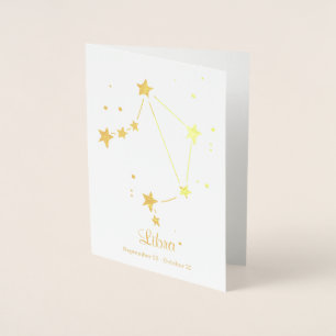 Gouden Folie LIBRA Sterrenbeeld Constellatie Kaarten