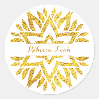 Gouden folie look Star Mandala Bat Mitzvah Ronde Sticker