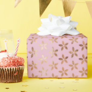 Gouden Folie Madeliefjes Op Roze Cadeaupapier