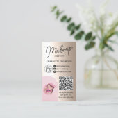 Gouden folie make-up logo Qr code 2 foto's Visitekaartje (Staand voorkant)