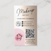Gouden folie make-up logo Qr code 2 foto's Visitekaartje (Voorkant)
