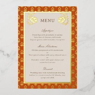 Gouden Folie Marigold Bloem Trouw Menu Kaart