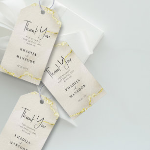 Gouden Folie Marmer Textuur Trouw Huwelijks Dank J Cadeaulabel