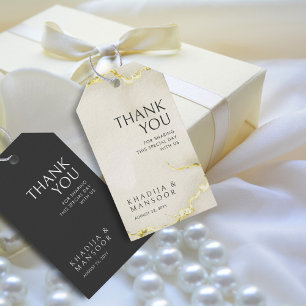 Gouden Folie Marmer Textuur Trouw Huwelijkskaartje Cadeaulabel