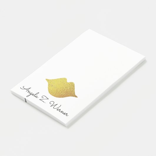 Gouden folie met haar naam post-it® notes (Schuin)
