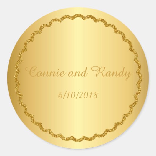 Gouden Folie Metallic Monogram Bruiloft Sticker (Voorkant)