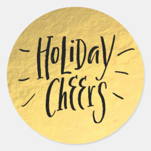 Gouden Folie Modern Glam Vakantie BLIJ Ronde Sticker