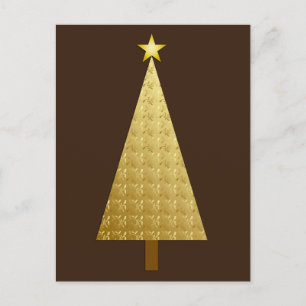 Gouden folie moderne kerstboom feestdagenkaart