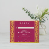 Gouden Folie Multi-Event Florale Trouw-RSVP-Kaart Folie Uitnodiging Briefkaart (Staand Voorkant)