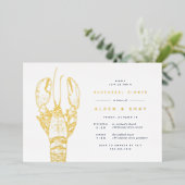 Gouden Folie Nautilus Kreeft Oefen Diner Folie Uitnodiging (Staand Voorkant)