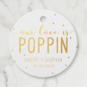 Gouden folie Onze liefde is Poppin bruiloft Bedankjes Labels (Voorkant)