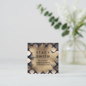 Gouden Folie | Pailletten Metaalpatroon Vierkante Visitekaartje (Staand voorkant)